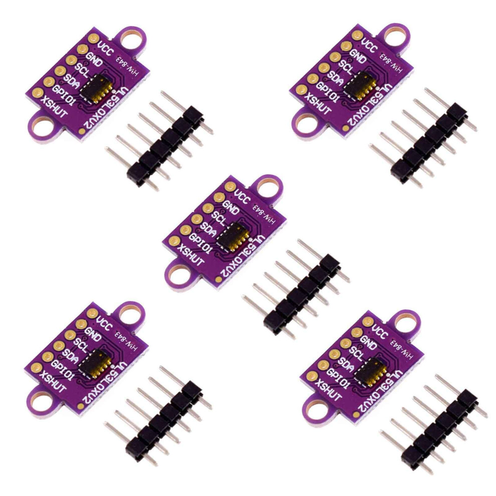 5Pcs Vl53l0x Timeofflight Distance Sensor Module, Accurate Laser Range Finder For Arduino, 2M I2c Breakout Board 9092120149777