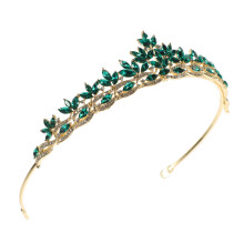 Crystal Bridal Headband Wedding Tiara with Leaf Design for Bride Elegant Rhinestone Hair Accessory