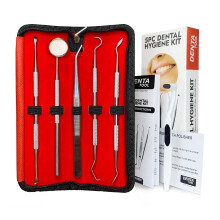 Dental Tools Kit for Teeth Cleaning, 6 Piece Stainless Steel Plaque Remover Set with Mirror and Polisher