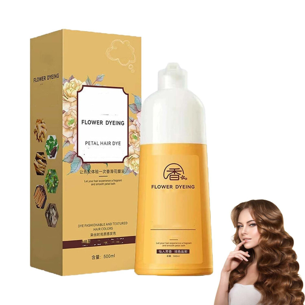 Hair Dye Shampoo with Rose Petal Scent, LongLasting Natural Color, 2 in 1 for Hair and Beard