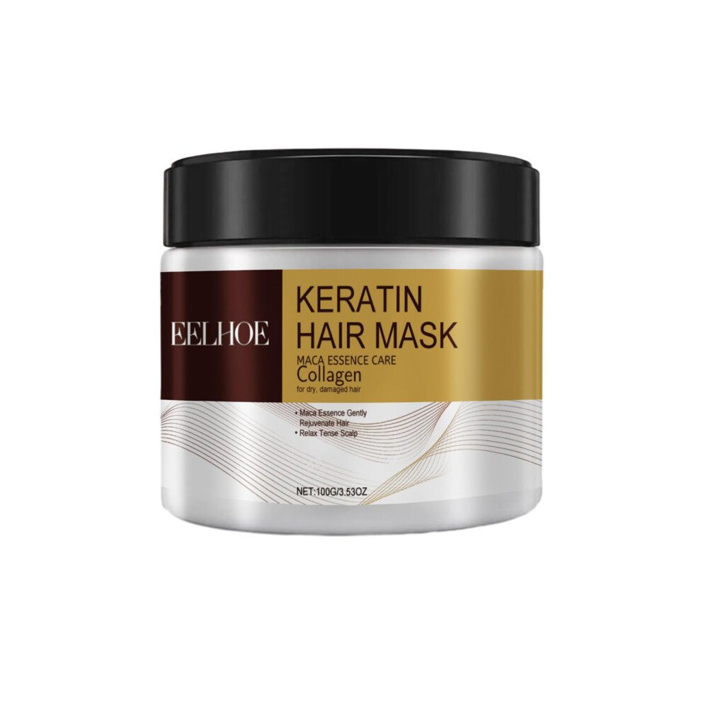 Keratin Hair Mask with Collagen and Maca Extract, Deep Conditioning Treatment for Dry Damaged Hair 100g