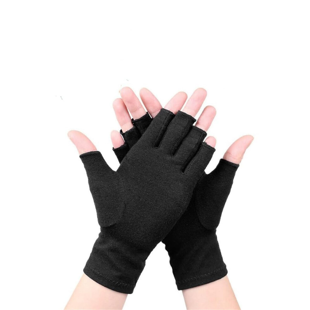 Black Xl Bamboo Fingerless Compression Gloves For Arthritis Pain Relief And Hand Support