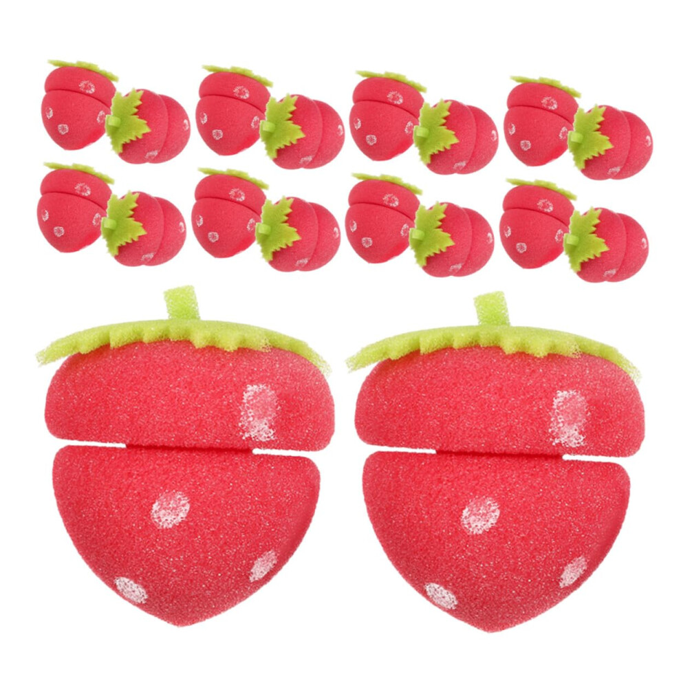 Strawberry Shaped Heatless Hair Curlers 18pcs Soft Sponge Rollers for Overnight Natural Waves