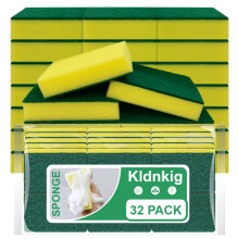 32 Pack DualSided Dishwashing Sponges, Non Scratch Kitchen Scrub Sponges for Nonstick Cookware, Eco Friendly Reusable Cleaning Pads