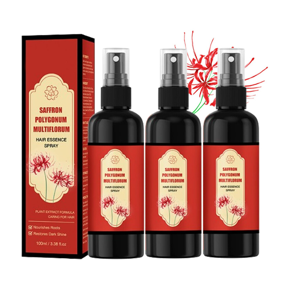 Gray Hair Darkening Spray With Saffron Essence, Anti Root Strengthening Herbal Formula, 3 Pcs