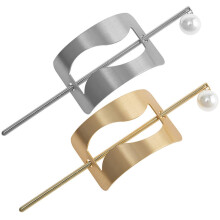 2pcs Metal Hair Sticks with Pearl Accent Gold and Silver Hair Slides for Women Secure Updo Styling