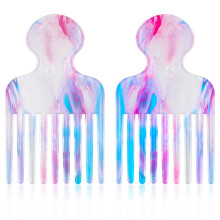 Curly Hair Pick Comb Set Long Tooth Afro Comb with Ergonomic Grip and Smooth Acetate Finish