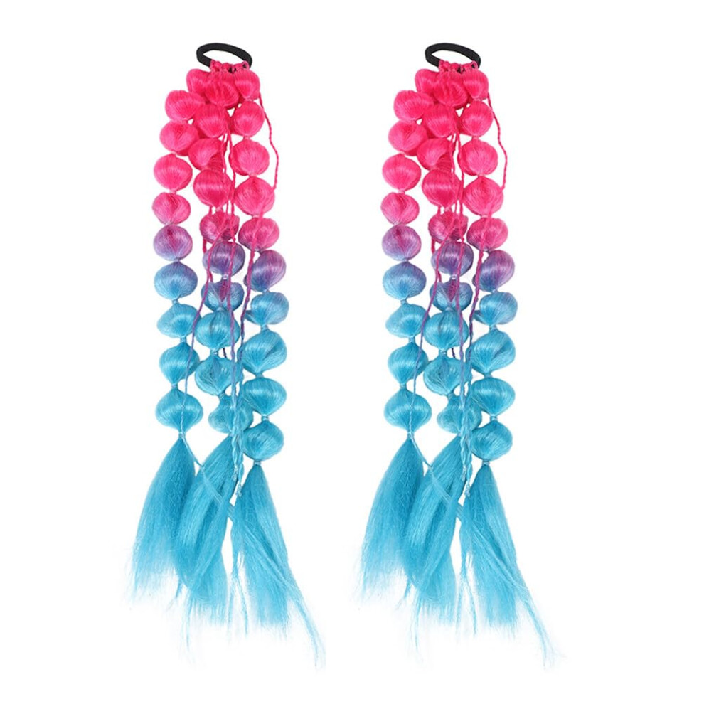 Unisex Kids Hair Extensions Bubble Ponytail Hairpiece With Braided Synthetic Strands For Girls Party