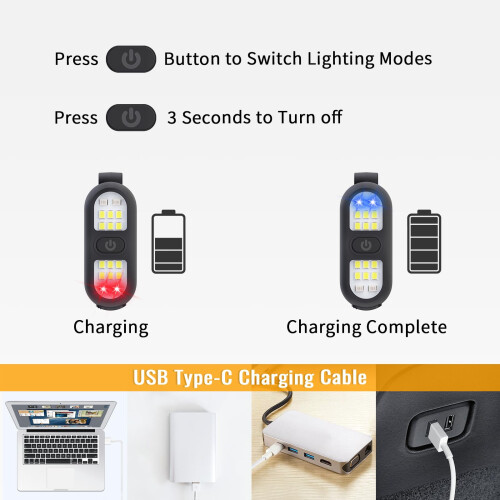 Clip On Rechargeable LED Flashlight Hands Free Running Light for Night Dog Walking 2