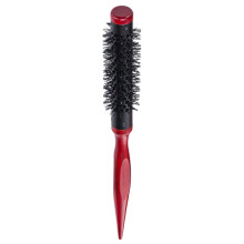 Small Round Hair Brush for Bangs with Gentle Nylon Bristles and Fast Drying Vented Wooden Handle