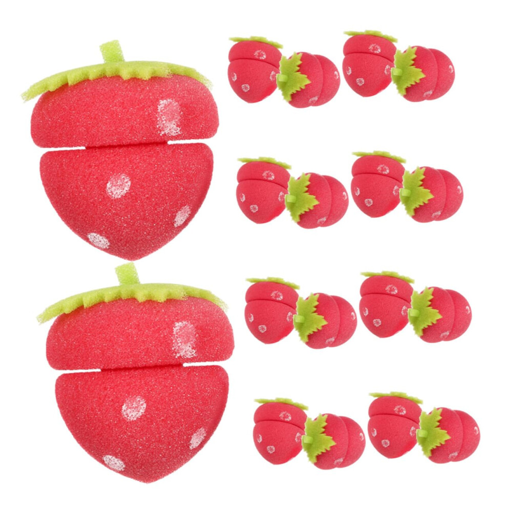 18pcs Heatless Strawberry Hair Rollers for Women Soft Sponge Overnight Curlers No Heat Damage