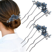 2PCS Floral Rhinestone Hair Comb and Vintage Pearl Hair Pins for Elegant Updos, Dual Color