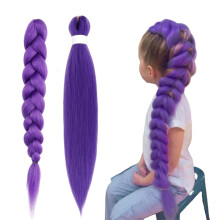 Purple Pre Stretched Braiding Hair 32 Inch Synthetic Long for Box Braids Cosplay and Parties
