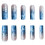 Extra Long Coffin Press On Nails Blue Pink Gradient Floral Acrylic Full Coverage 24pcs 2