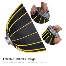 Tragbare sechseckige Softbox (60 cm/23,6 Zoll) mit weichem Diffusortuch, Wabengitter, Schirmdesign und silbernem Reflektor für Studioblitzfotografie