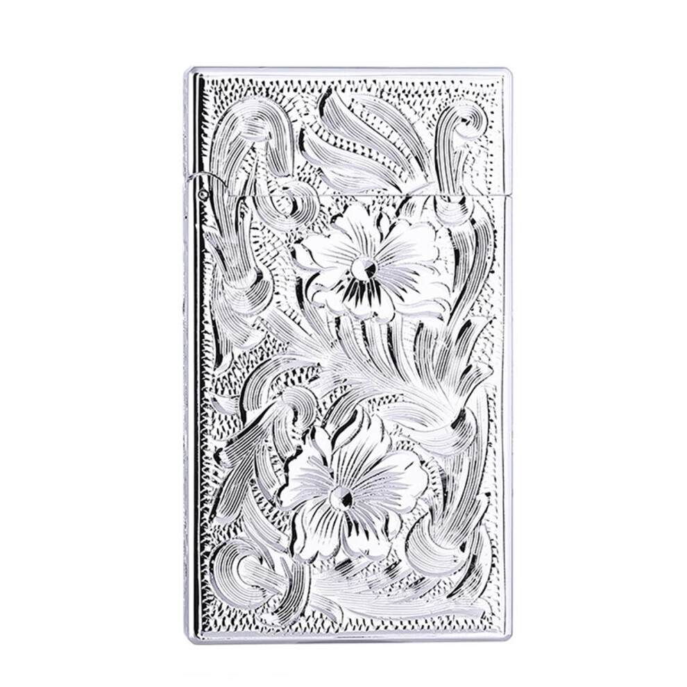 Silver Handcarved Brass Kerosene Lighter Classic Flip Sound Refillable Metal Lighter For Business Gift Collection
