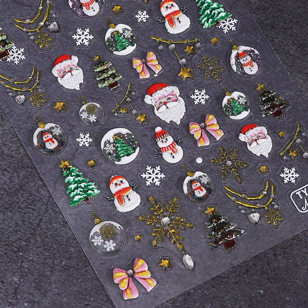 Christmas Nail Stickers 5D Embossed Snowflake Santa Claus Xmas Tree SelfAdhesive Holiday Nail Art Decals