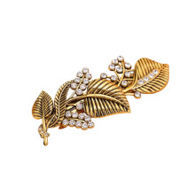Vintage Clear Leaves Tiara Hair Accessories Wedding Gift Retro Metal Hairpin Barrette for Unisex