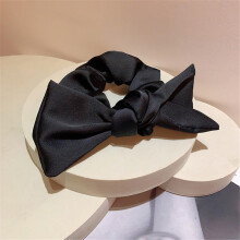 Black Fabric Hair Scrunchie No Crease Hold French Retro Hair Tie for Women Versatile Styling