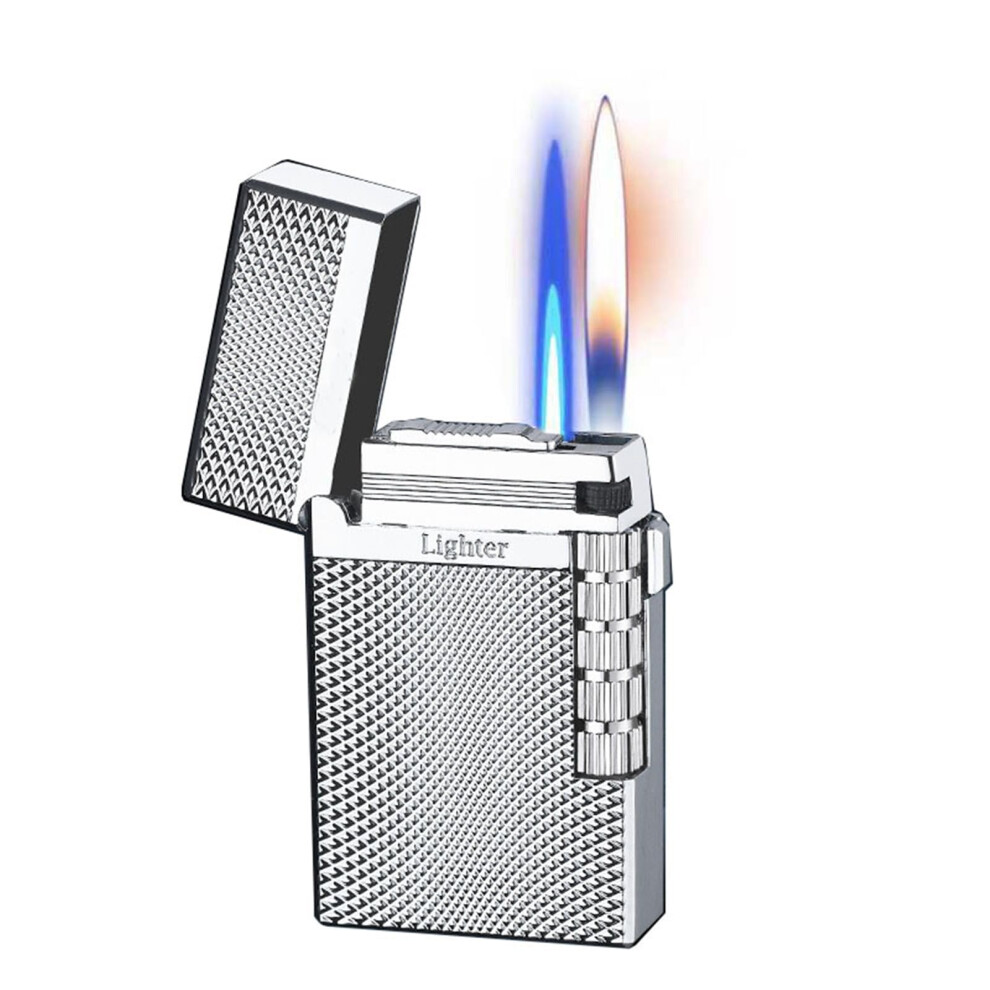 Dual Flame Butane Torch Lighter, Windproof Refillable 2in1 Jet and Soft Flame Lighter for Cigars, Cigarettes, Camping, BBQ