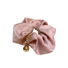 French Retro Satin Hair Scrunchie for Women No Crease Gentle Hold Vintage Elastic Hair Tie