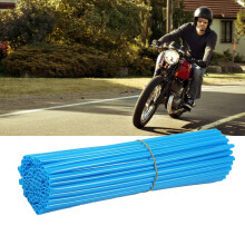 72pcs Bicycle Spoke Skins PVC Covers Blue 24x0.5cm for Mountain & Kids Bike