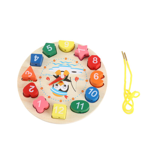 Wooden Teaching Clock with Educational Figures - 17.2cm Kids Learning Puzzle 1