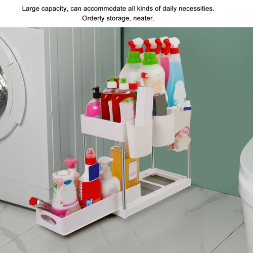 Large Capacity Under Sink Organizer, PP Material, White 2