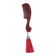 Wooden Hair Comb for Women Sandalwood Fine Tooth Pocket Size Floral Carving Gentle Detangling