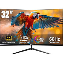 CRUA 32 Inch 4K Curved Monitor, 3000R VA Panel, UHD 3840x2160 with HDR10