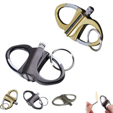 Waterproof Reusable Metal Matchstick Keychain Lighter Gold Black for Outdoor Survival