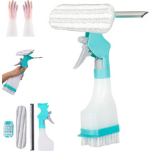 Magnetic Window Cleaner 4 in 1 Glass Cleaning Tool with Extendable Handle, Spray Bottle and Wiper Blade