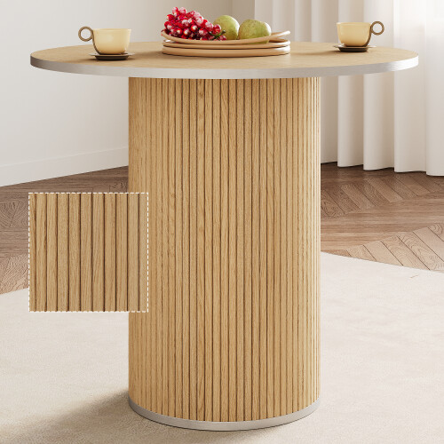 0.8m Oak Effect Round Dining Table with 4 Stools 1