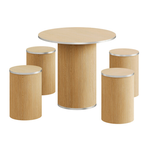 0.8m Oak Effect Round Dining Table with 4 Stools