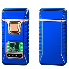 Smart Voice Activated Dual Flame Lighter Blue, Windproof Metal Design for Outdoor BBQ and Candle