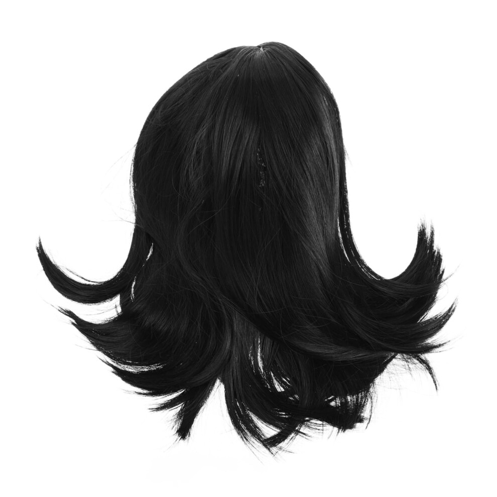 Unisex Black Short Bob Wig With Bangs For Women, Natural Frontal Hairline, Cosplay And Daily Wear