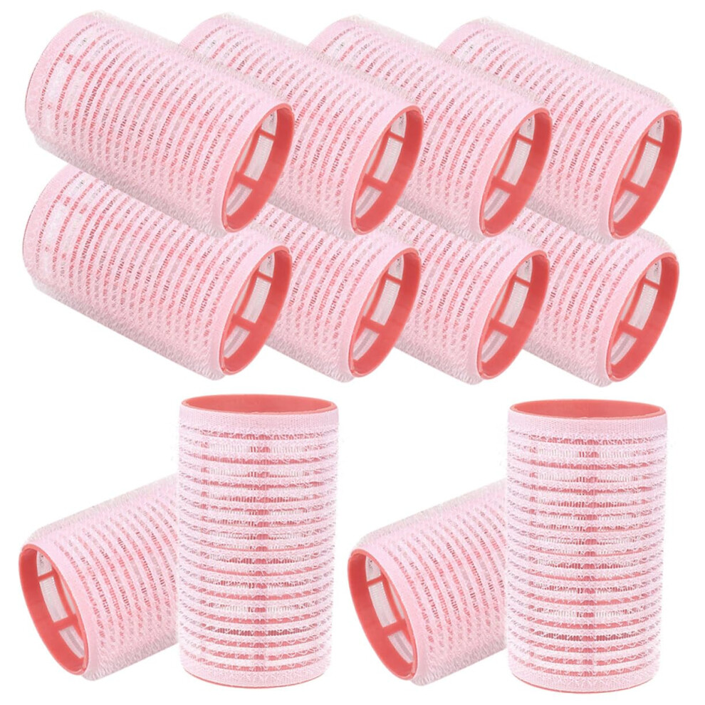 Red 12Pcs Self Adhesive Hair Rollers Curling Tools For Bangs Quick Curl Lightweight Travel Use