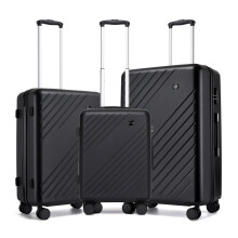 (Black, 20+24+28 Inch) Matte Electronic Texture Hard Shell Luggage ABS+PC Cabin Or Check-In Travel Suitcase