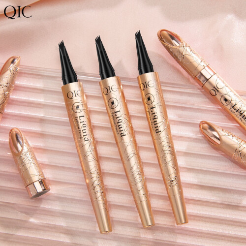 (01# Light Brown) QIC Waterproof Microblading Eyebrow Pen 4 Fork Tip Eyebrow Pencil 3D Tattoo Pencil 2