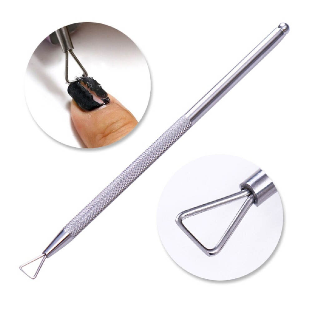 Cuticle Pusher and Nail Scraper Stainless Steel 2 in 1 Triangle Tip for Gel Polish Removal