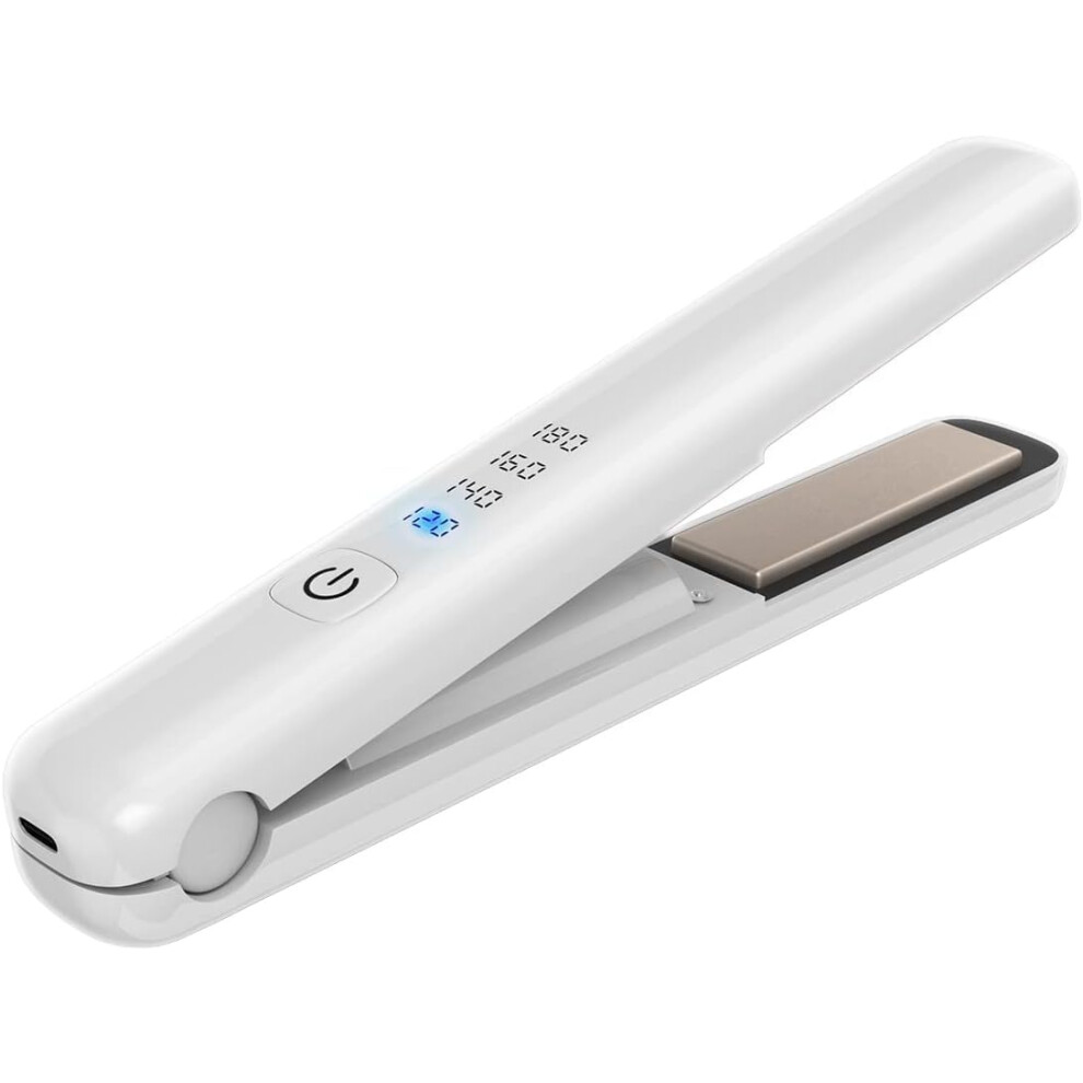 White Cordless Hair Straightener Usb Rechargeable Ceramic Flat Iron 20S Fast Heat 4 Temps Travel Size