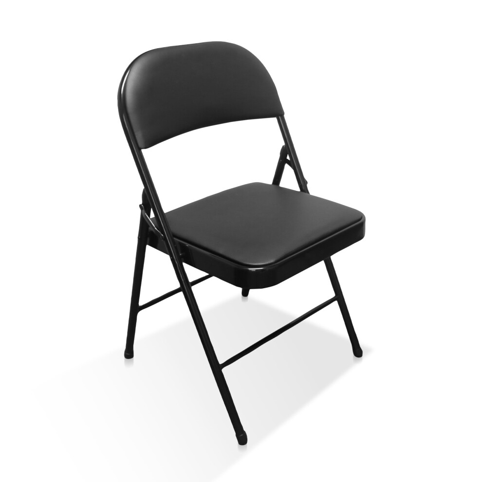 Royalford Metal Folding Chair - Padded Seat - Black - Image 2