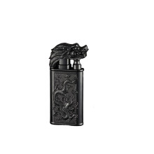 Double Flame Butane Torch Lighter Black, Refillable Windproof Design with Adjustable Flame Control for Cooking