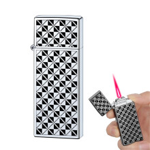 Butane Torch Lighter Windproof Adjustable Flame Slim Metal Refillable Candle Camping Gift (B)