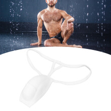 Herren-Motiv-Bügel-Cover-Unterwäsche aus weichem Polyester-Baumwoll-Streifendesign, Weiß, L