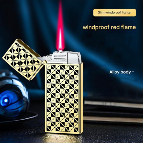 Butane Torch Lighter Windproof Adjustable Flame Slim Metal Refillable Candle Camping Gift (B) 2