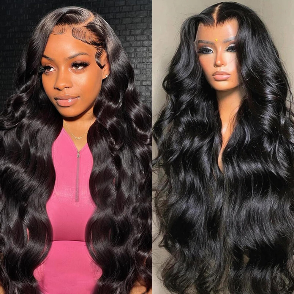 34 Inch Body Wave Lace Front Wig 13x6 HD Brazilian Virgin Human Hair 200% Density Natural Hairline