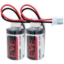 2 Pack ER14250 3.6V 1200mAh 1/2 AA Lithium Battery with Plug, LongLife Stable Power for Meters