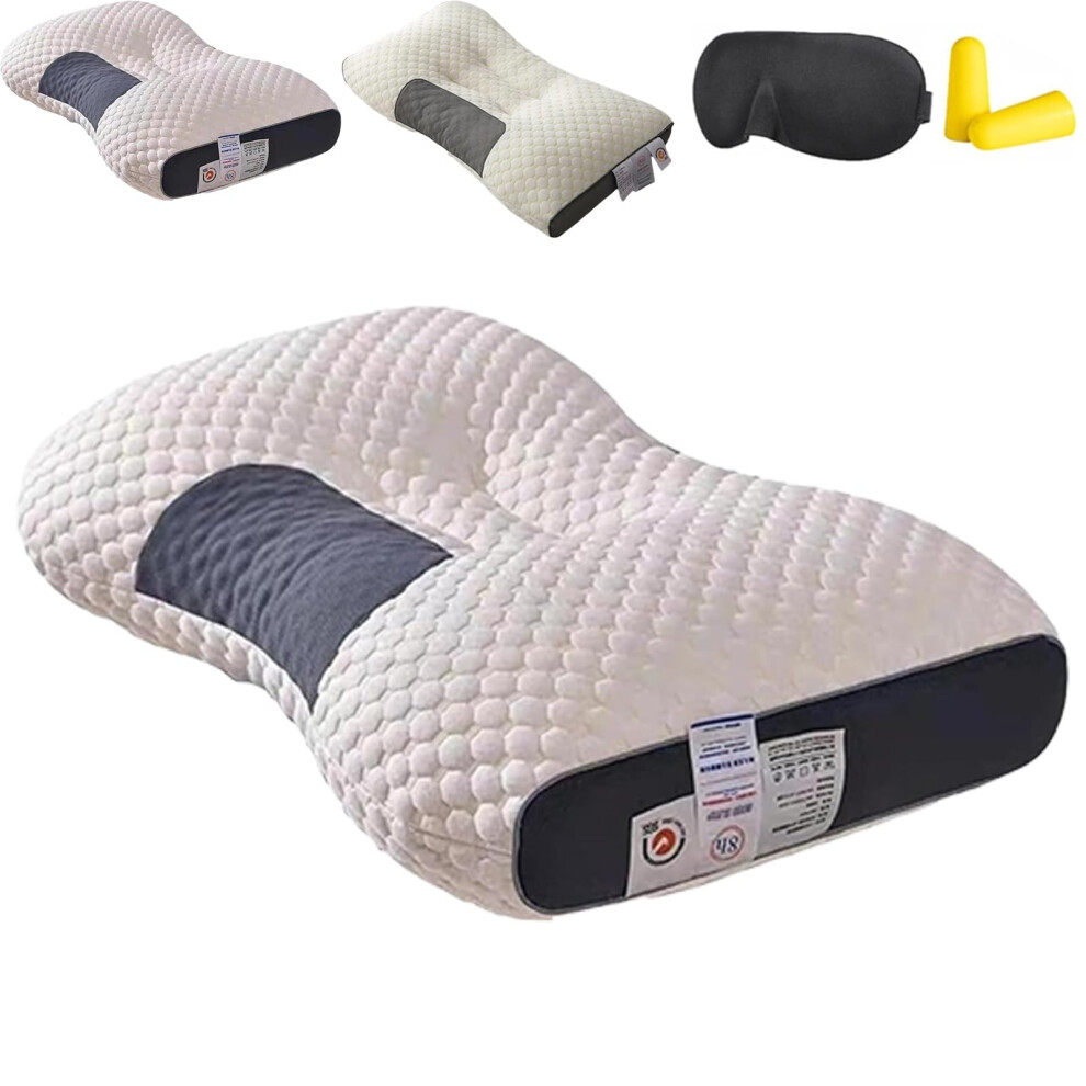 White Cervical Neck Pillow Memory Foam Ergonomic Contoured Support For Sleeping Breathable