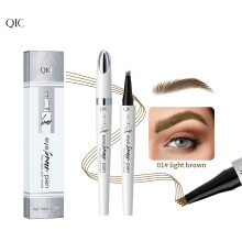 (01# Light Brown) QIC Waterproof Microblading Eyebrow Pen 4 Fork Tip Eyebrow Pencil 3D Tattoo Pencil
